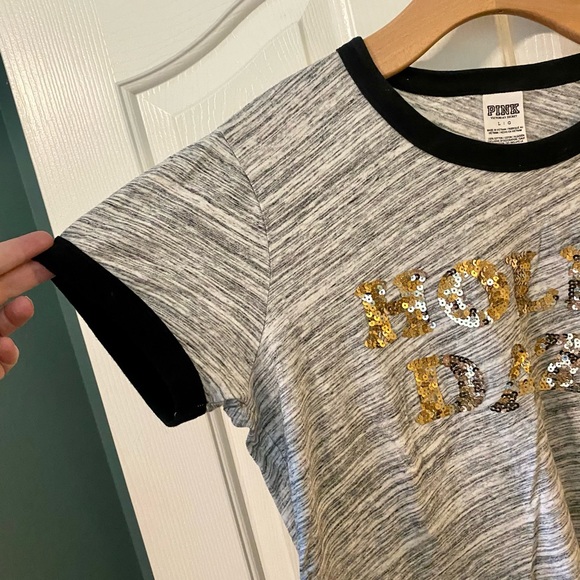 NWOT! PINK Victoria's Secret Holla Daze Sequin Embellished Ringer Tee - Picture 9 of 14